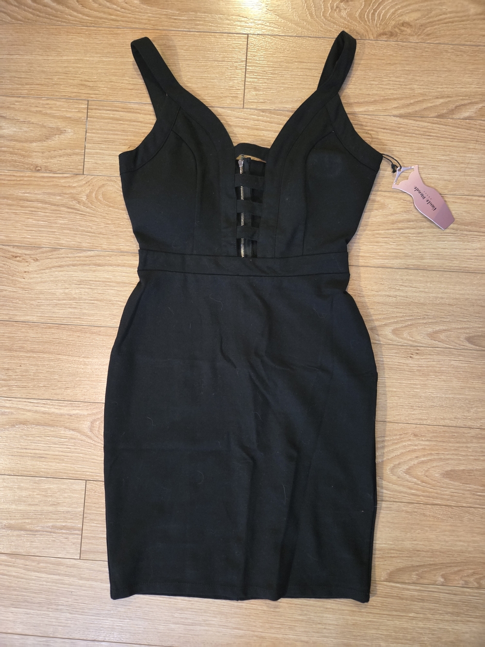 Haute Monde Black Strappy Front Bodycon Mini Dress